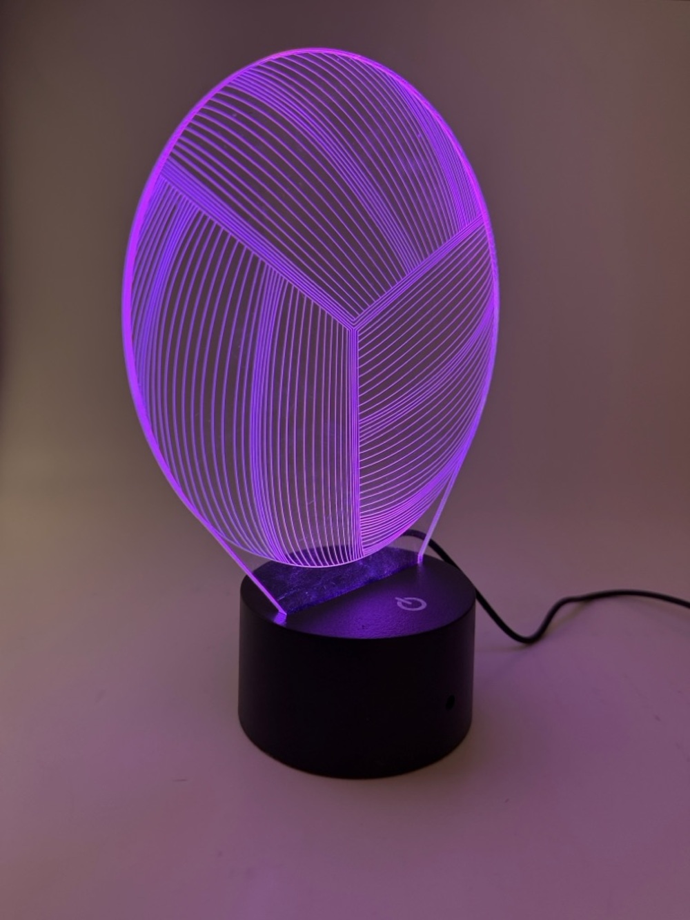 Modern Acrylic Volleyball LED Night Light with Black Touch Base - Picture 9 of 10